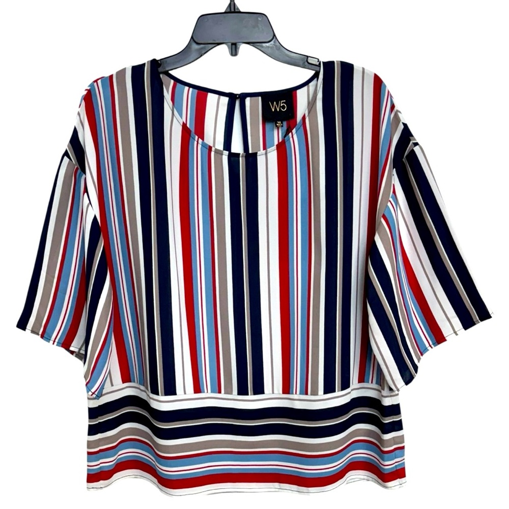 Anthropologie W5 Women’s Striped Blouse - Red, Blue, White Size M **274 - Picture 3 of 4